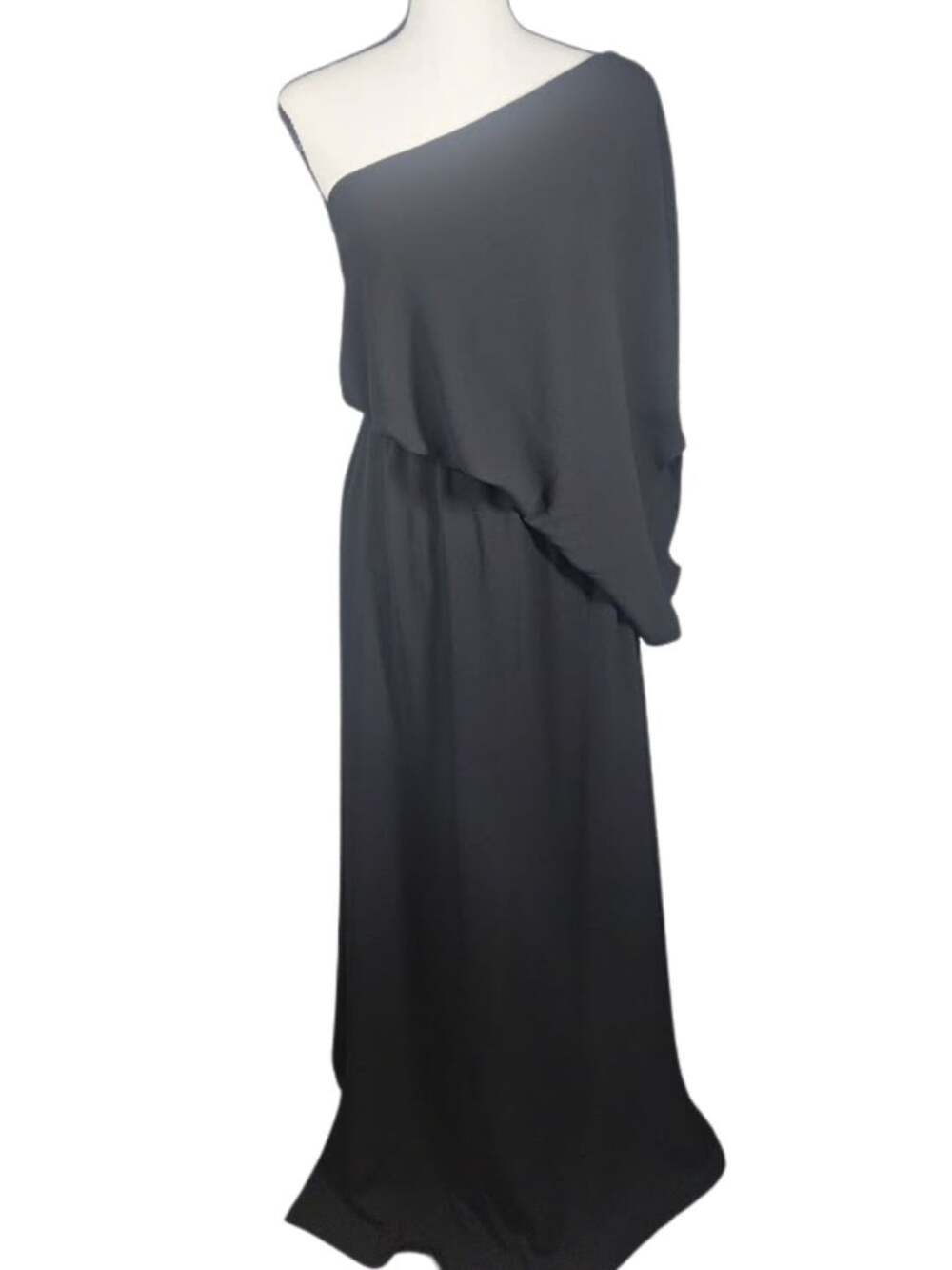 VICI Tyche Black One Shoulder Maxi Dress Small Draped Formal USA